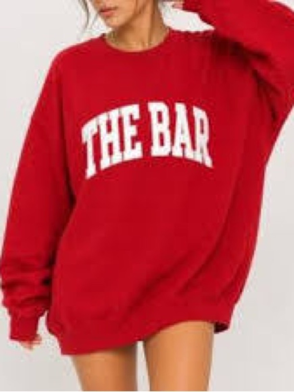 The Bar Varsity Sweatshirt Ruby Red White Arch Logo Oversized Crewneck XL